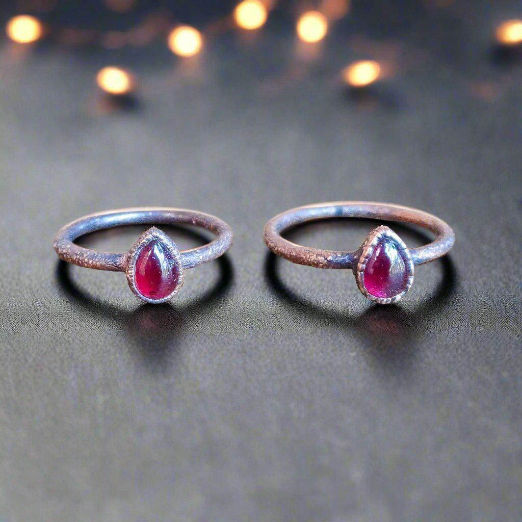 Garnet Copper Ring – January Birthstone | Handmade by Blackbird & Sage