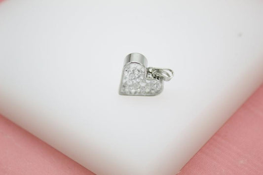 18K Gold Filled Heart Case Pendant With CZ Stones (A53)