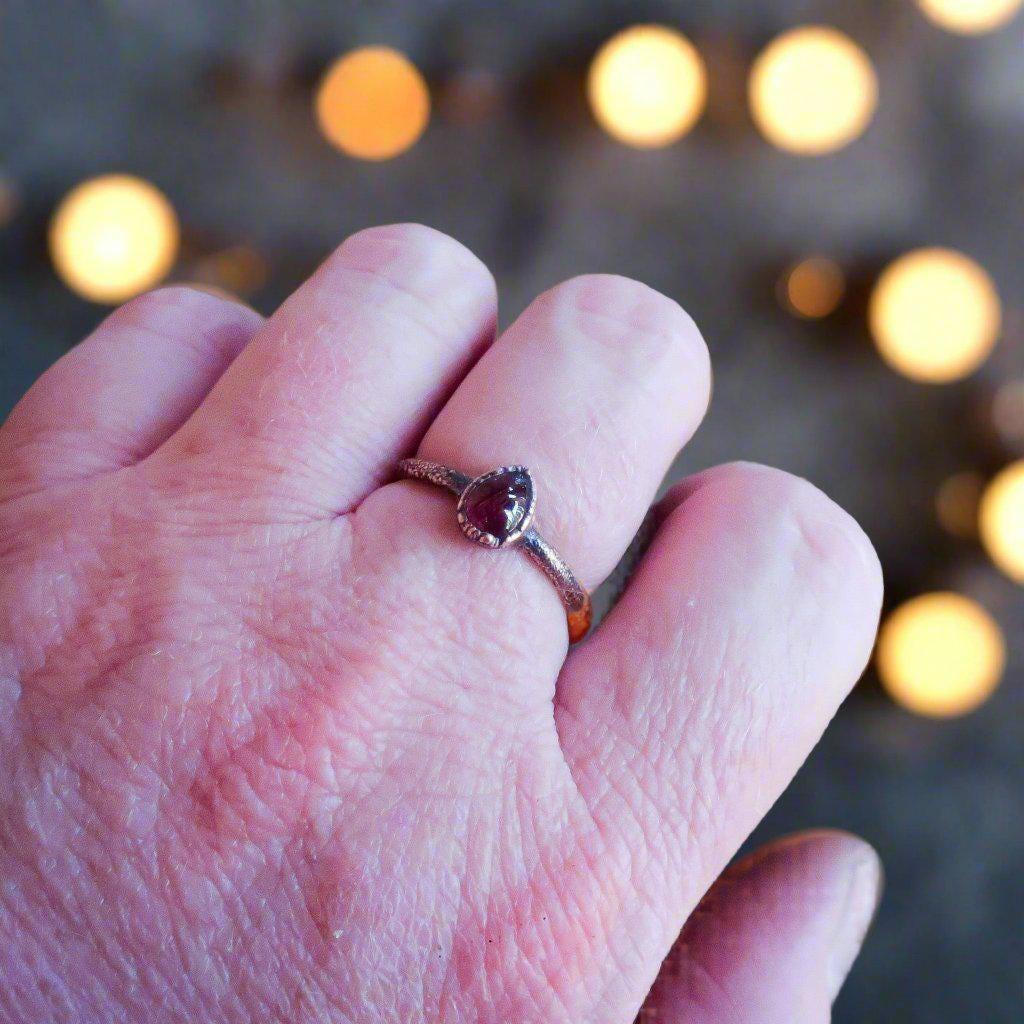 Garnet Copper Ring –  January Birthstone | Handmade by Blackbird & Sage